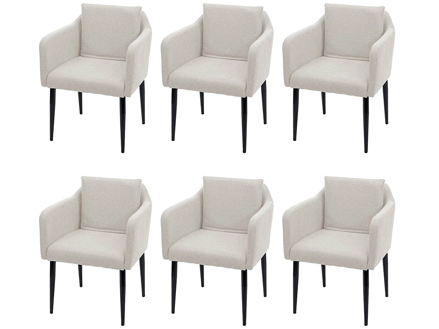 MCW-H93 eetkamerstoel (set van 6),  stof/textiel crème-beige