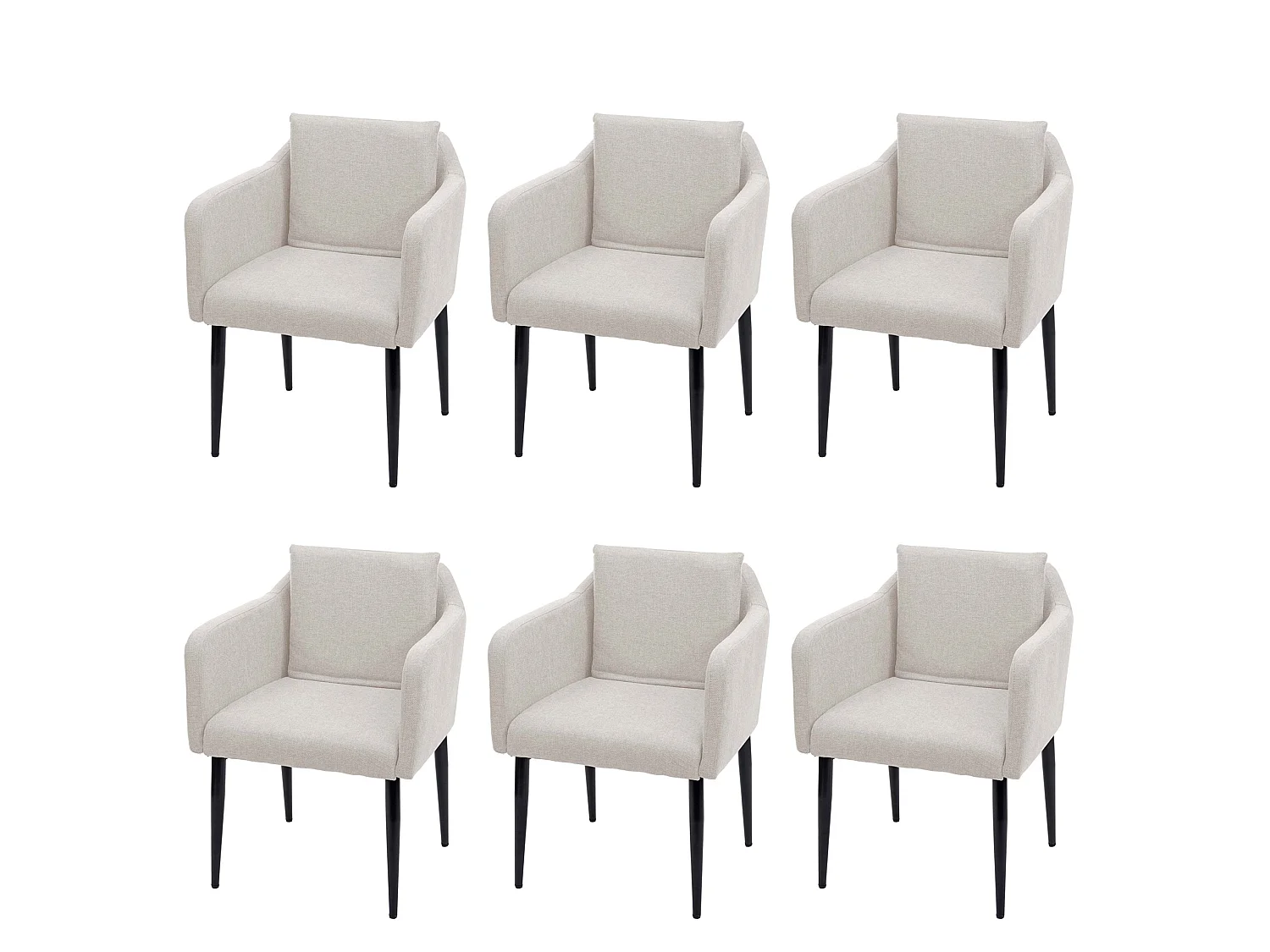 Cadeira de jantar MCW-H93 (conjunto de 6),  tecido/têxtil creme-bege