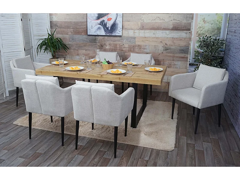 MCW-H93 eetkamerstoel (set van 6),  stof/textiel crème-beige