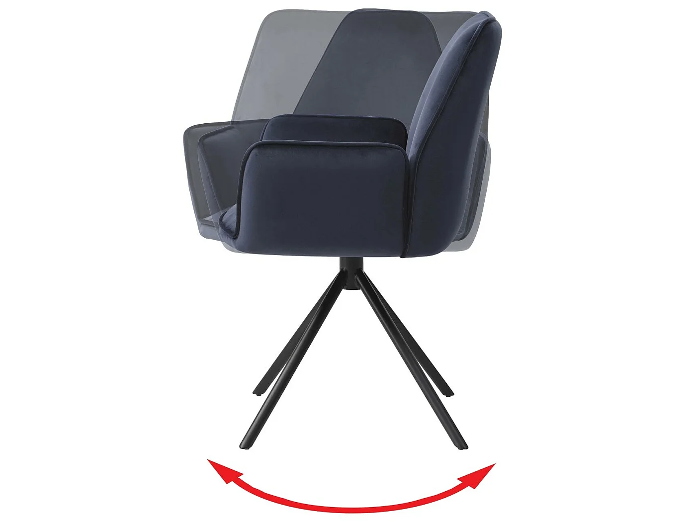 Esszimmerstuhl MCW-G67 (6er-Set), Anthrazit-blau, Beine schwarz