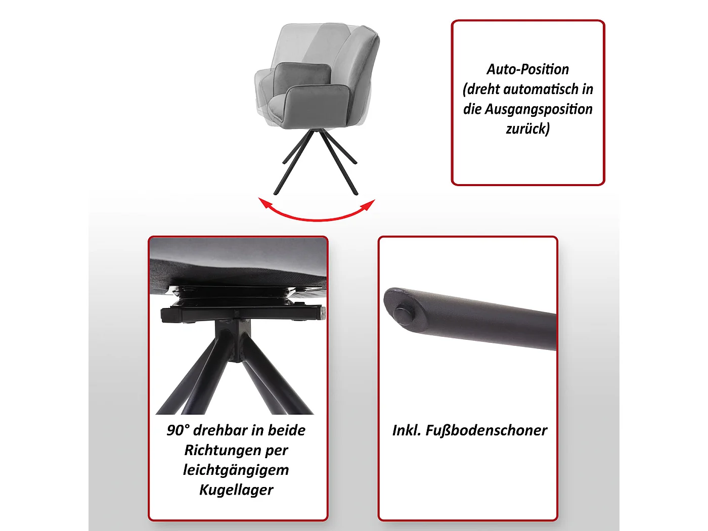 Esszimmerstuhl MCW-G67 (6er-Set), Anthrazit-blau, Beine schwarz