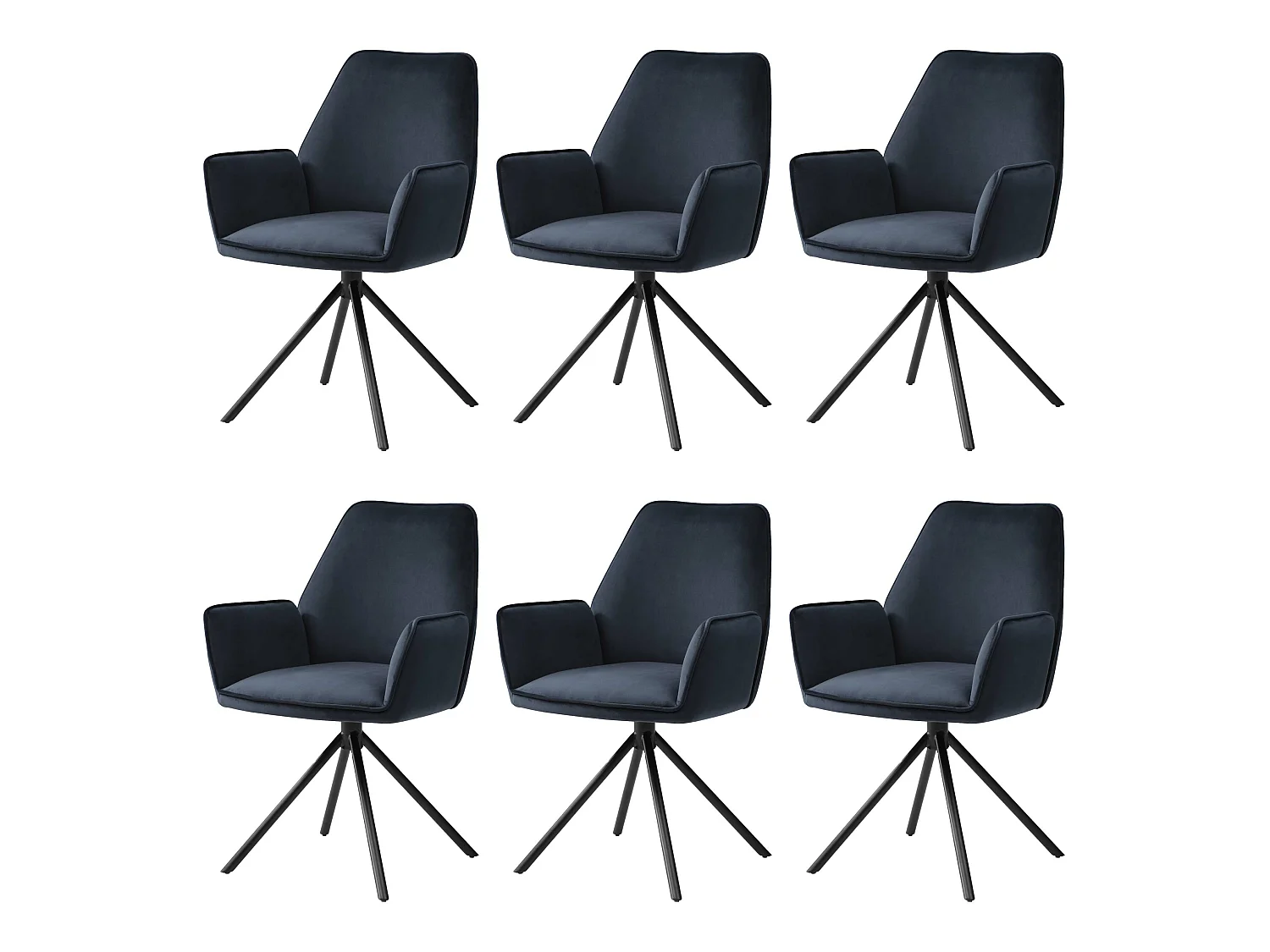 Chaise de salle à manger MCW-G67 (lot de 6),  velours, anthracite-bleu