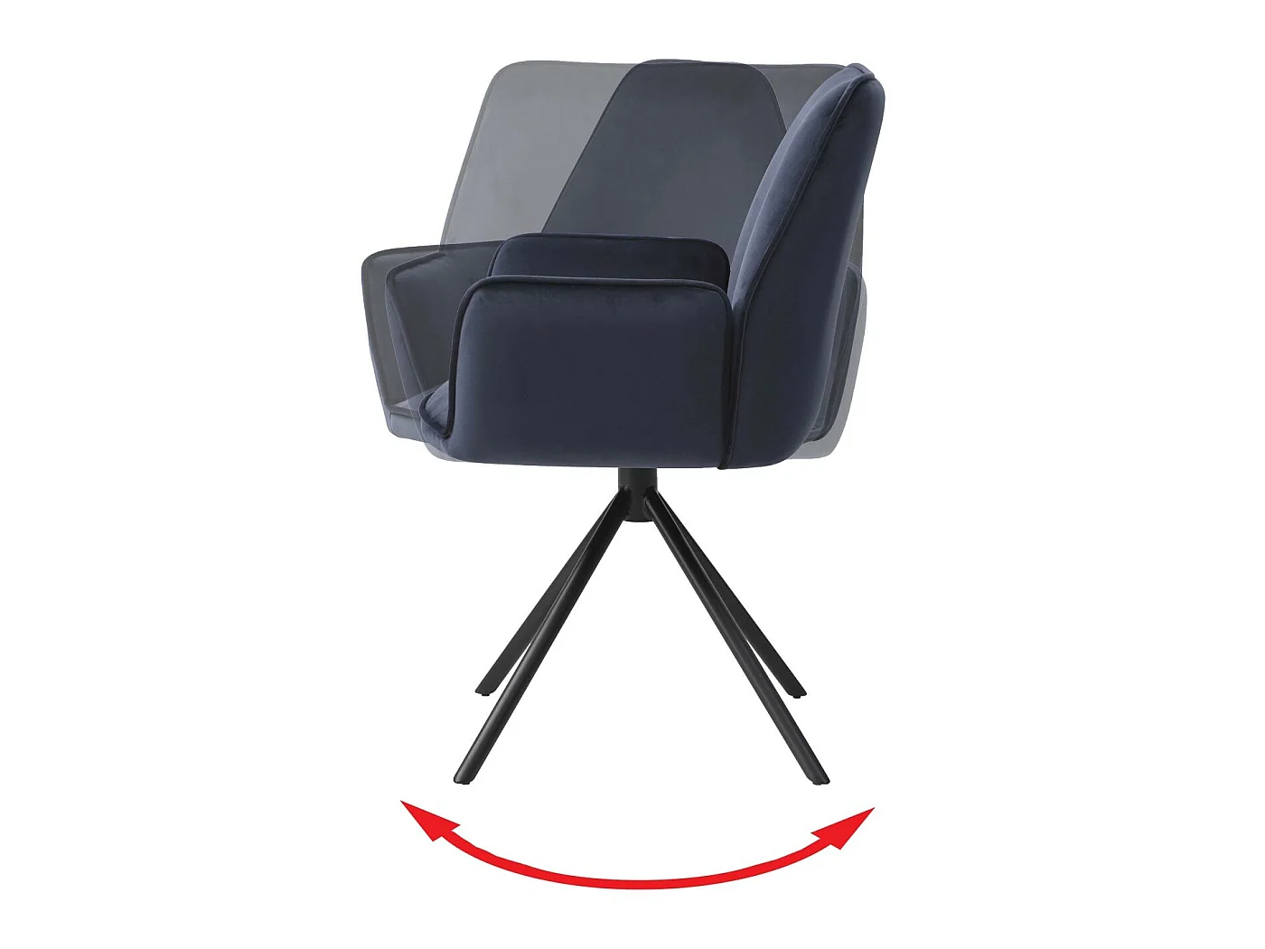 Chaise de salle à manger MCW-G67 (lot de 6),  velours, anthracite-bleu