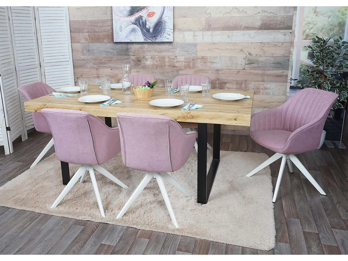 Chaise de salle à manger MCW-K27,  rose