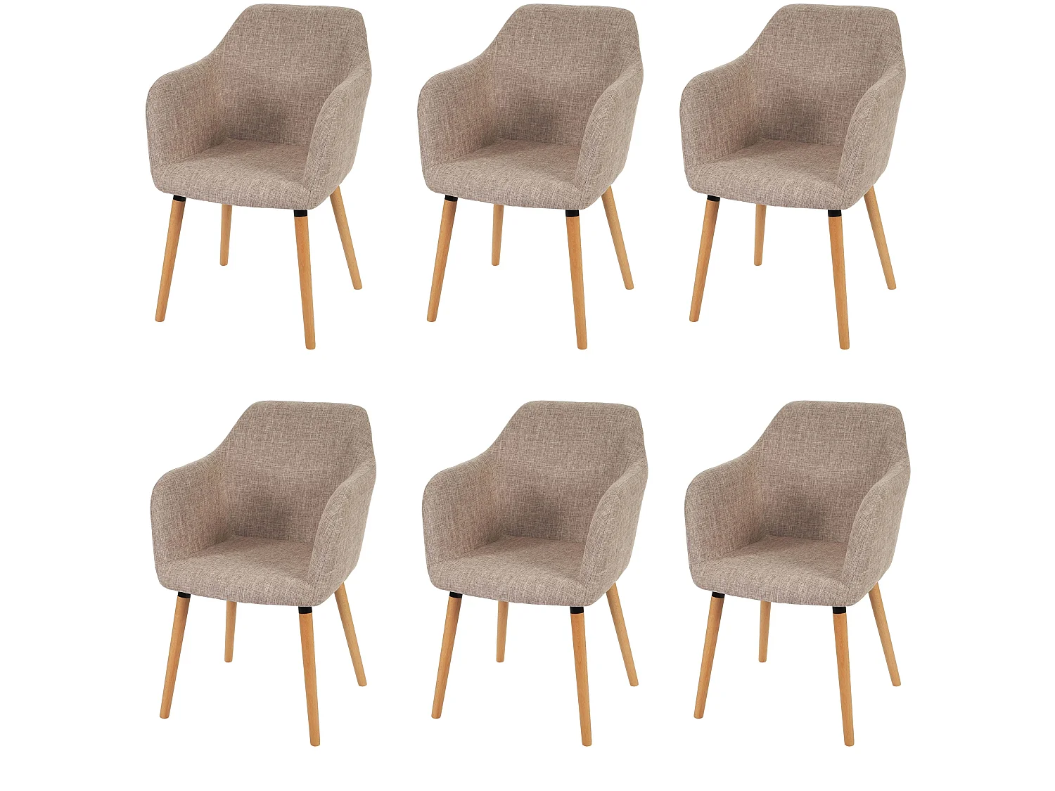 Chaise de salle à manger Vaasa T381 (lot de 6),  tissu, crème/gris