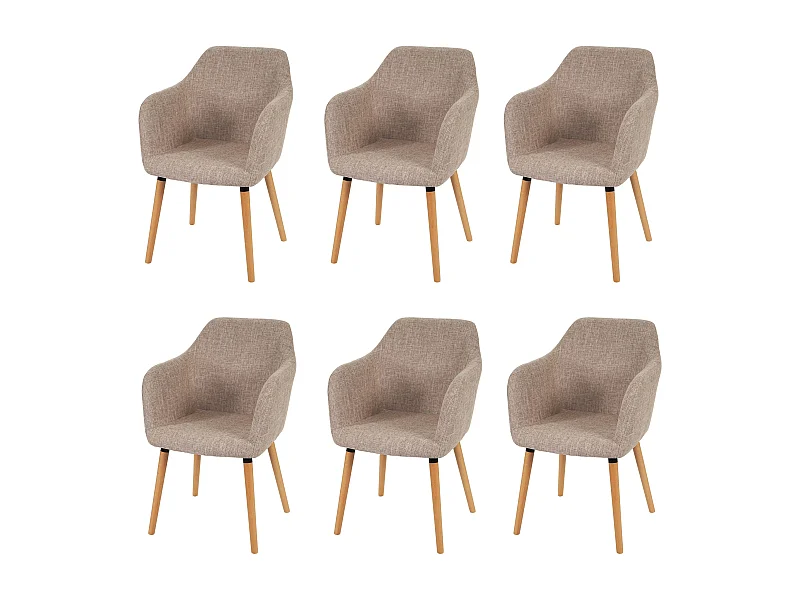 Chaise de salle à manger Vaasa T381 (lot de 6),  tissu, crème/gris