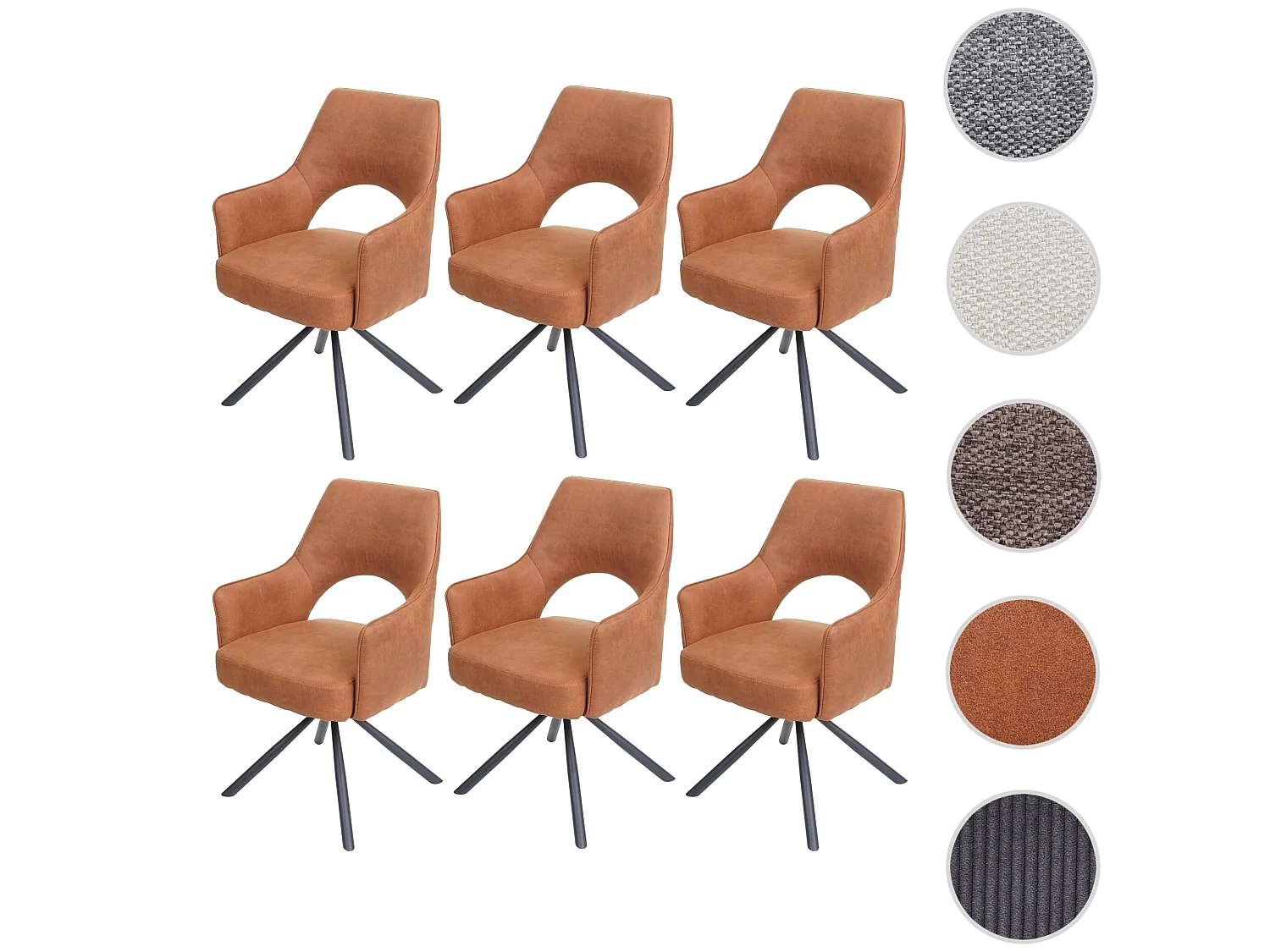 MCW-K30 eetkamerstoel (set van 6),  suède look bruin