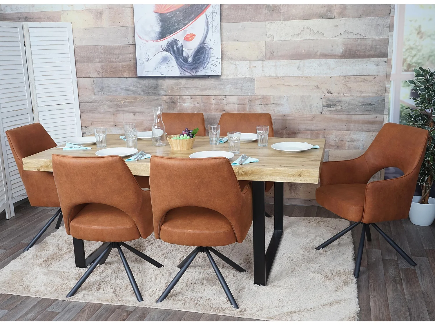 Chaise de salle à manger MCW-K30 (lot de 6),  aspect daim marron