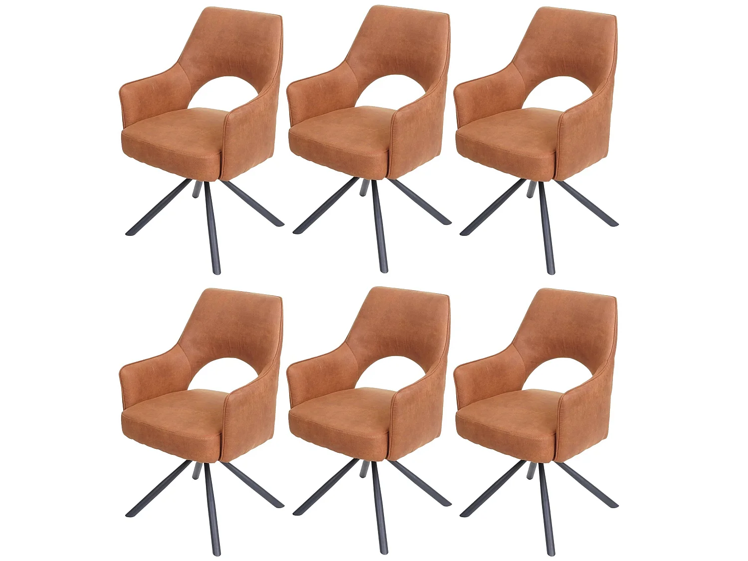 Chaise de salle à manger MCW-K30 (lot de 6),  aspect daim marron