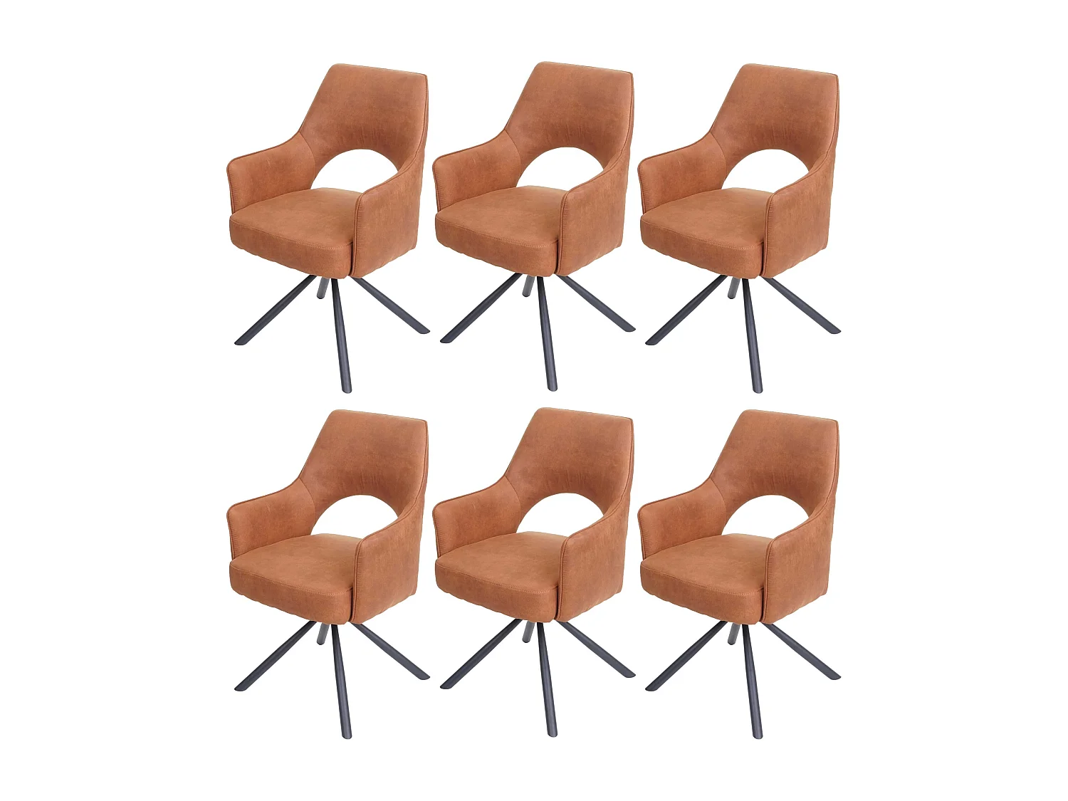 Chaise de salle à manger MCW-K30 (lot de 6),  aspect daim marron