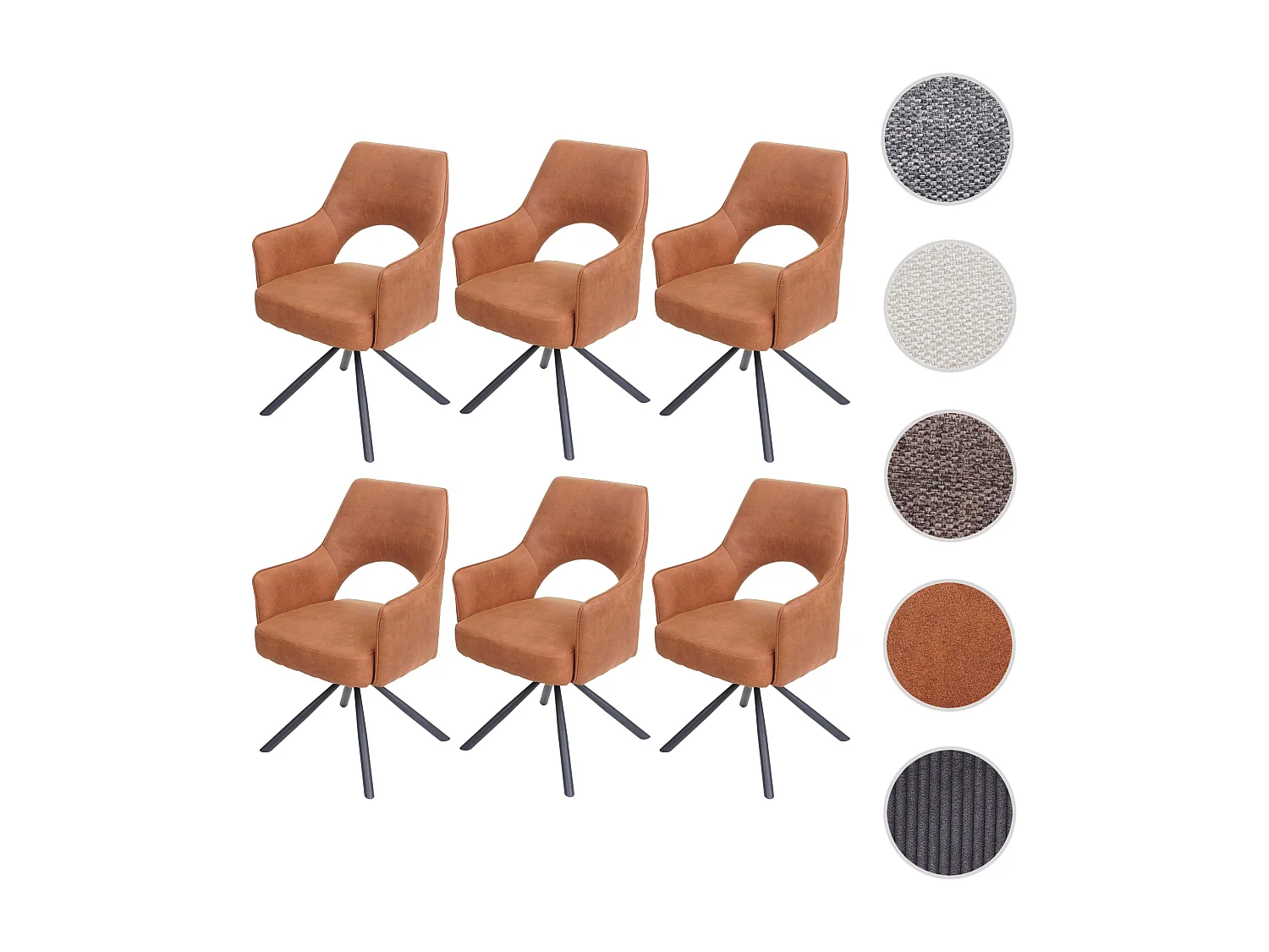 Chaise de salle à manger MCW-K30 (lot de 6),  aspect daim marron