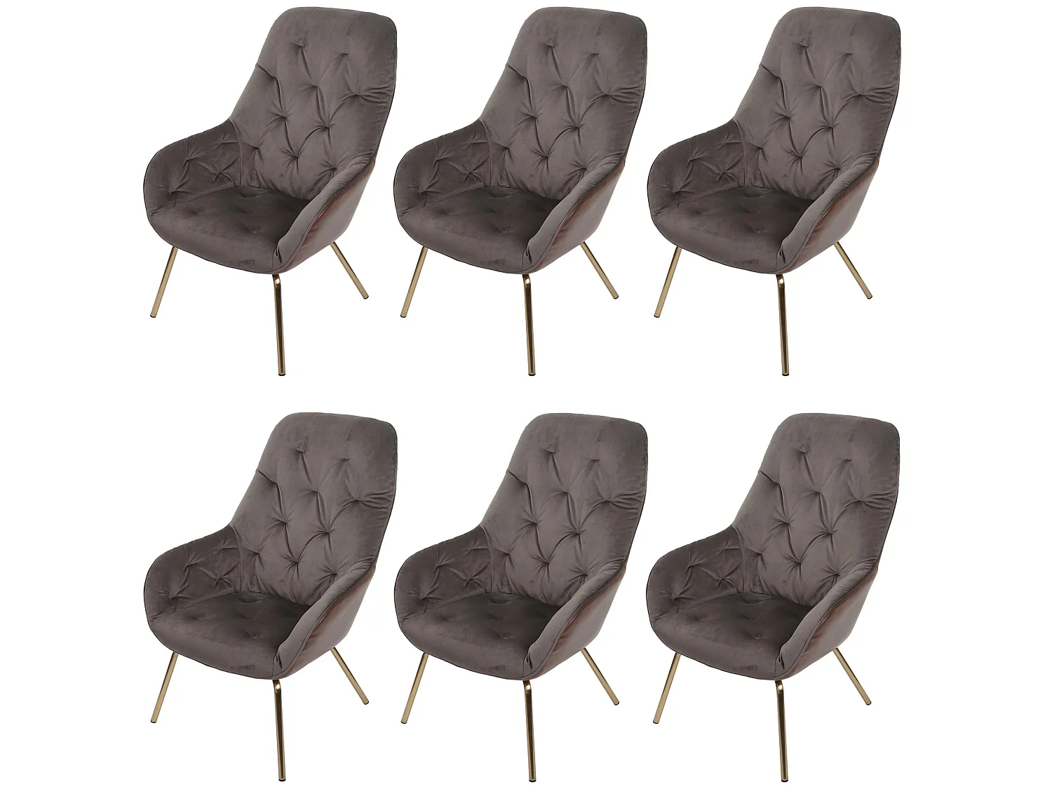 Silla de comedor MCW-K26 (juego de 6),  terciopelo, marrón claro