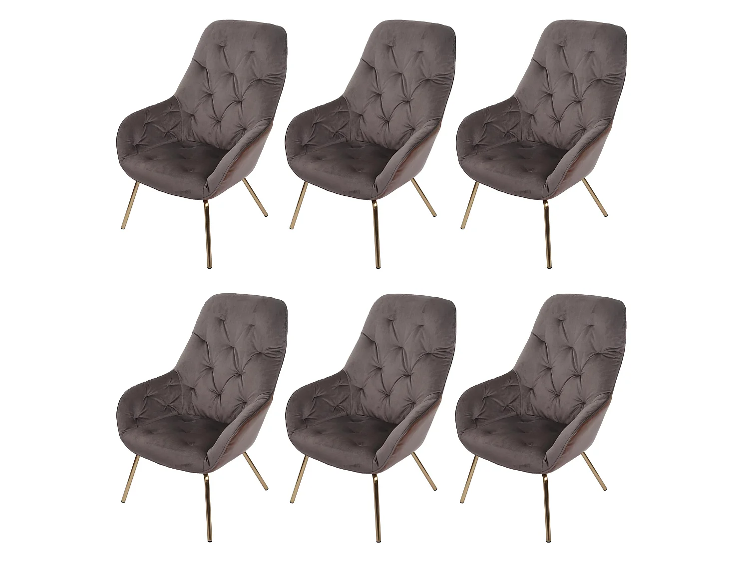 Chaise de salle à manger MCW-K26 (lot de 6),  velours, marron clair