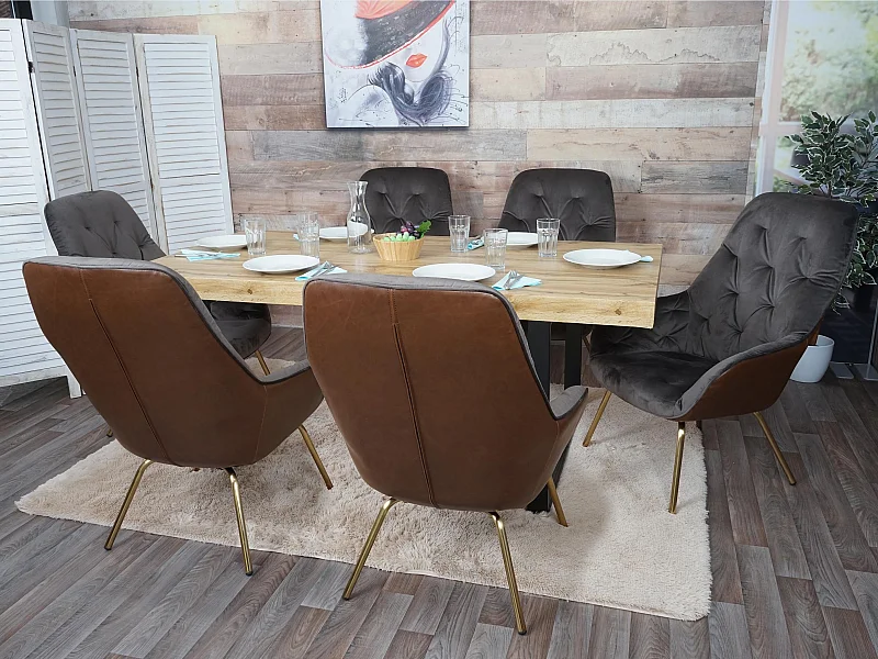 Chaise de salle à manger MCW-K26 (lot de 6),  velours, marron clair