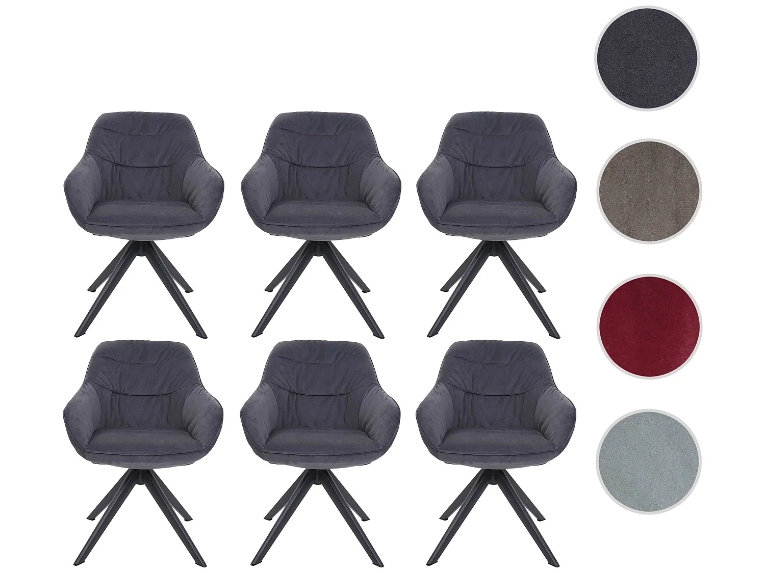 Chaise de salle à manger MCW-K28 (lot de 6),  tissu/textile gris