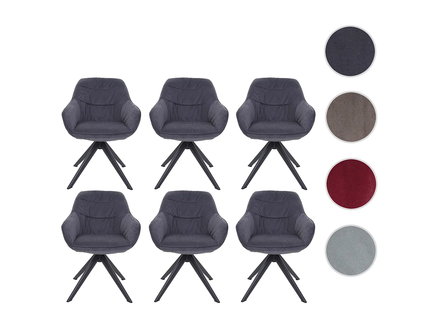 Chaise de salle à manger MCW-K28 (lot de 6),  tissu/textile gris