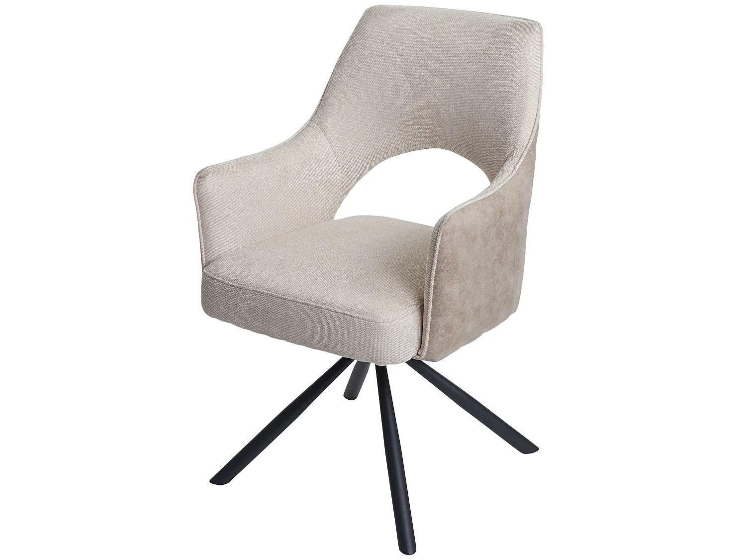 Sedia poltroncina girevole con braccioli elegante imbottita MCW-K30 tessuto avorio