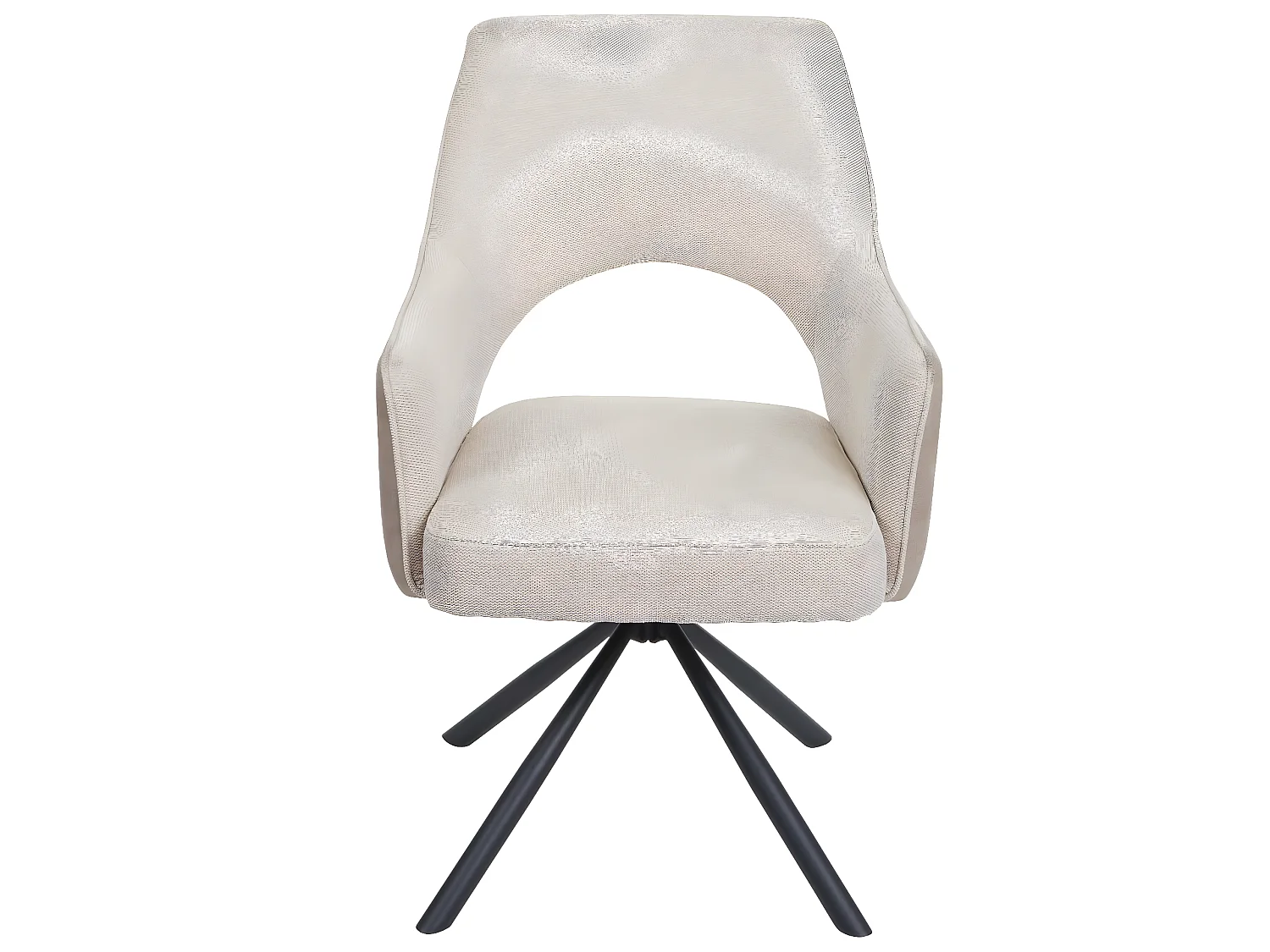 Sedia poltroncina girevole con braccioli elegante imbottita MCW-K30 tessuto avorio