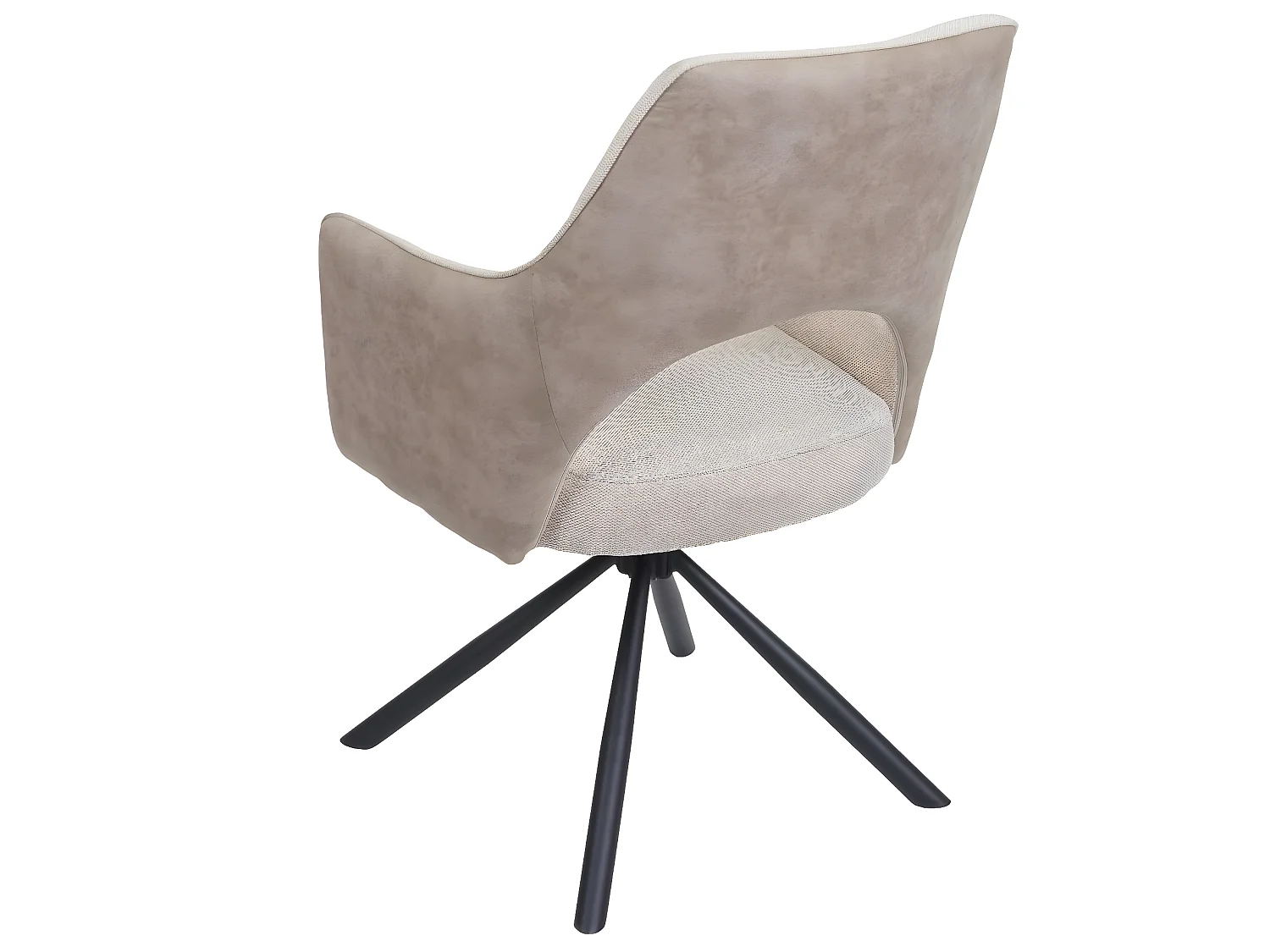 Sedia poltroncina girevole con braccioli elegante imbottita MCW-K30 tessuto avorio