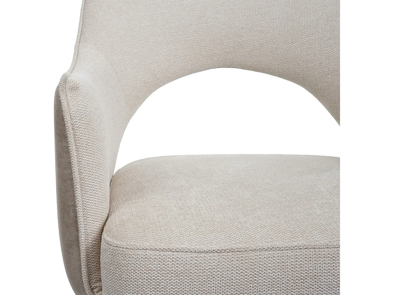 Sedia poltroncina girevole con braccioli elegante imbottita MCW-K30 tessuto avorio