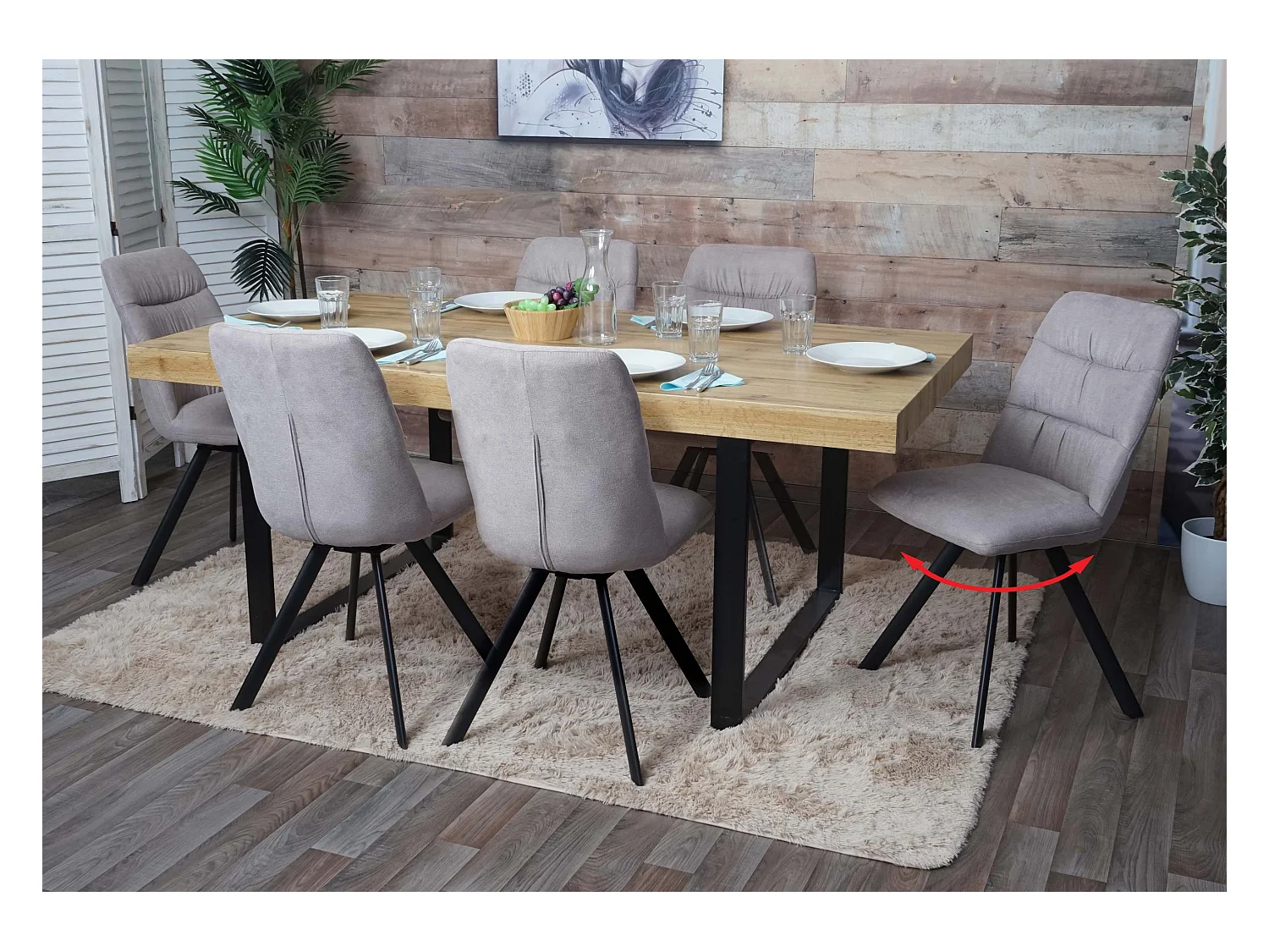 MCW-J69 eetkamerstoel (set van 6),  crème-beige