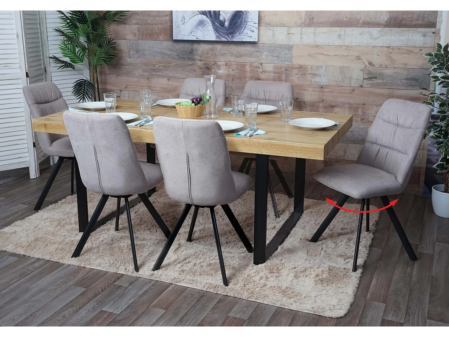 Chaise de salle à manger MCW-J69 (lot de 6),  crème-beige