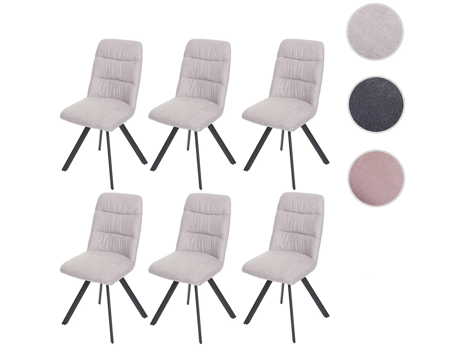 Chaise de salle à manger MCW-J69 (lot de 6),  crème-beige