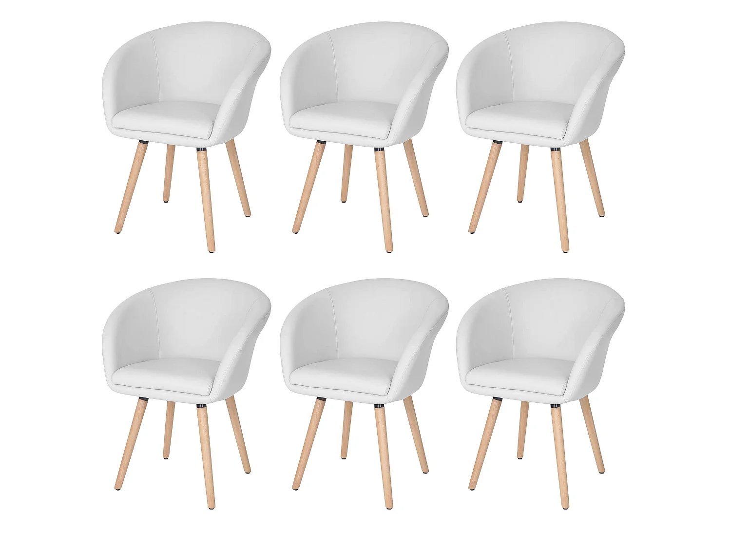 Chaise de salle à manger Vaasa T633 (lot de 6),  similicuir, blanc