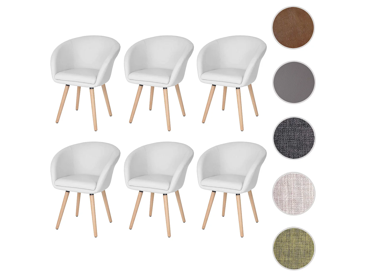 Chaise de salle à manger Vaasa T633 (lot de 6),  similicuir, blanc