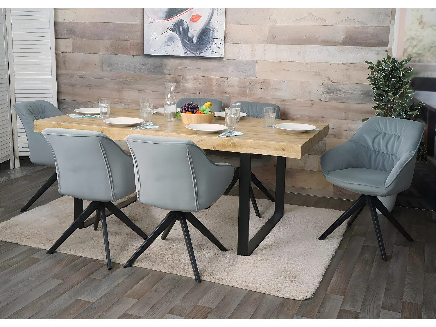 Silla de comedor MCW-K28,  tela/textil gris claro