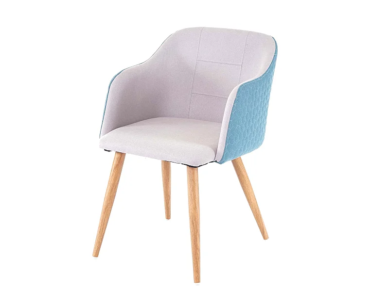 Sedia poltroncine eleganti MCW-D71 design retro anni 50 metallo tessuto grigio azzurro