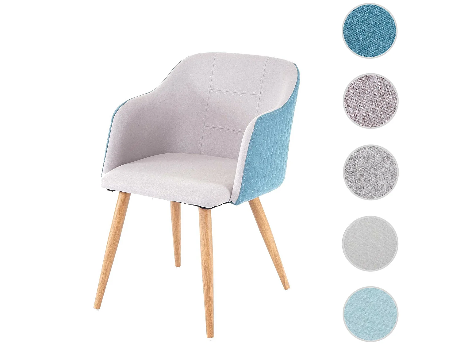 Chaise de salle à manger MCW-D71,  gris clair-turquoise