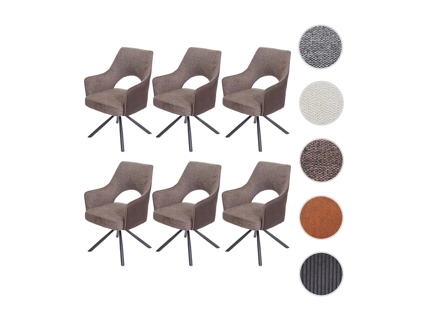 Chaise de salle à manger MCW-K30 (lot de 6),  brun-brun foncé