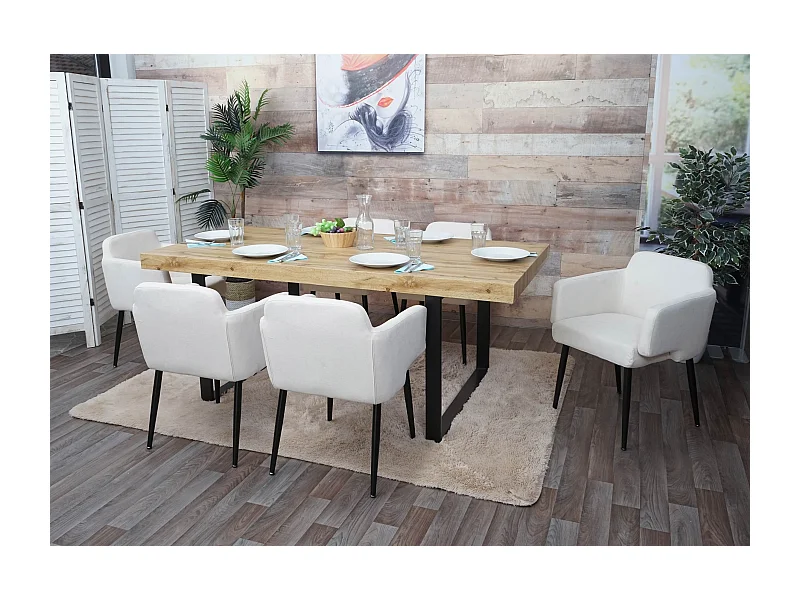 Eetkamerstoel MCW-L13 (set van 6),  crème-wit