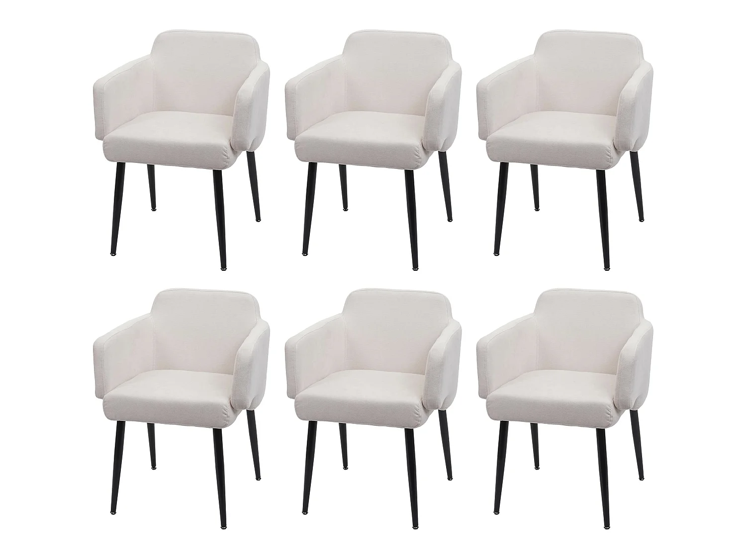 Esszimmerstuhl MCW-L13 (6er-Set), Creme-weiß