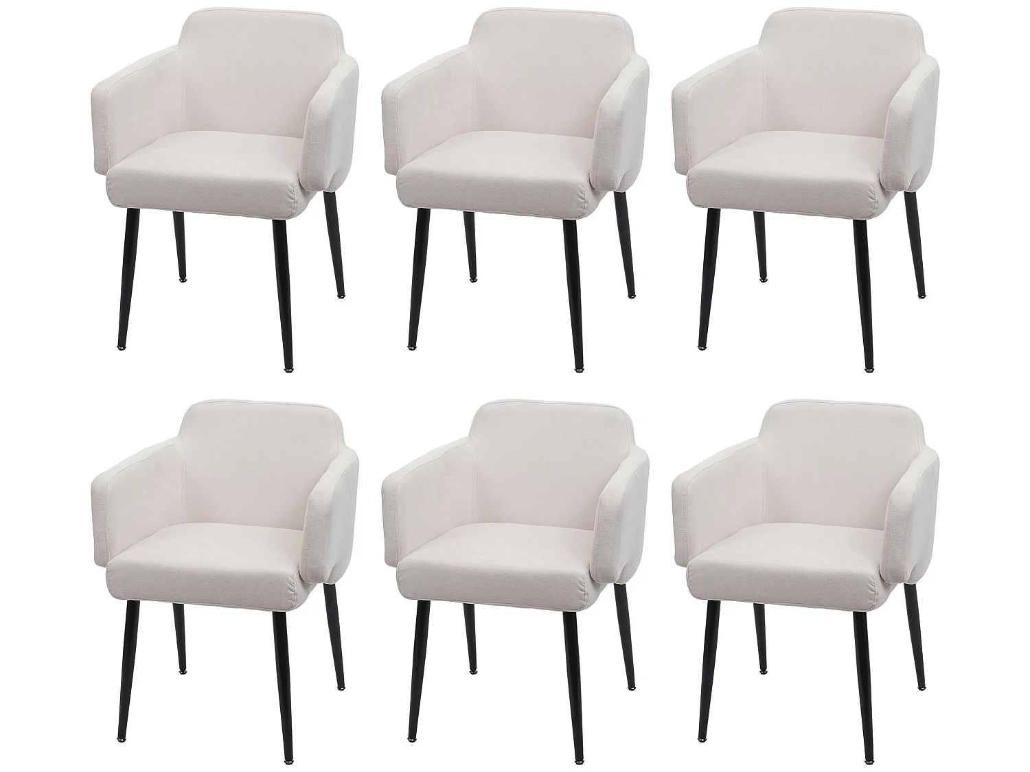 Chaise de salle à manger MCW-L13 (lot de 6),  crème-blanc