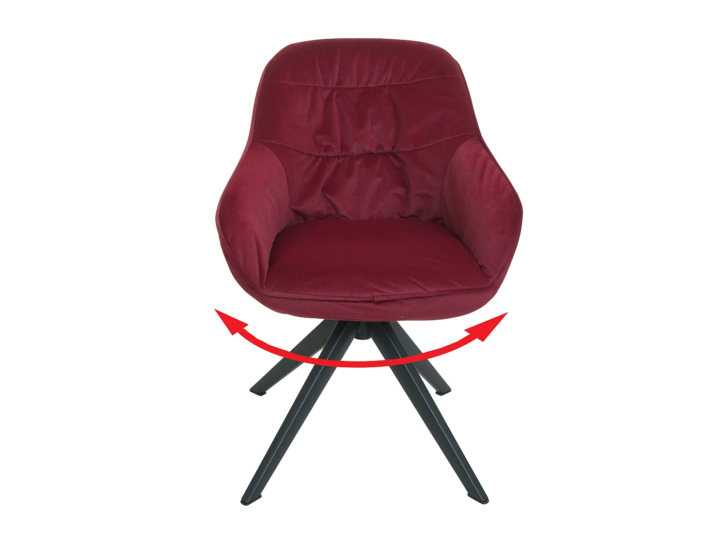 Sedia poltrona girevole con braccioli elegante imbottita MCW-K28 tessuto bordeaux