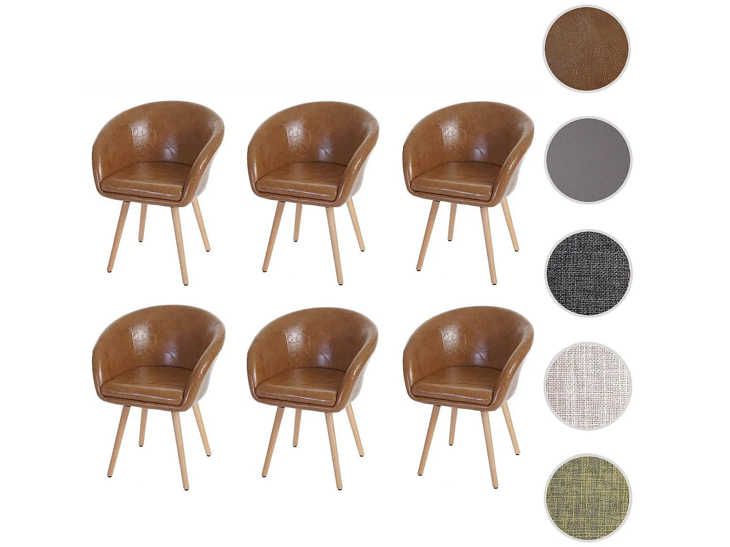 Chaise de salle à manger Vaasa T633 (lot de 6),  similicuir, aspect daim