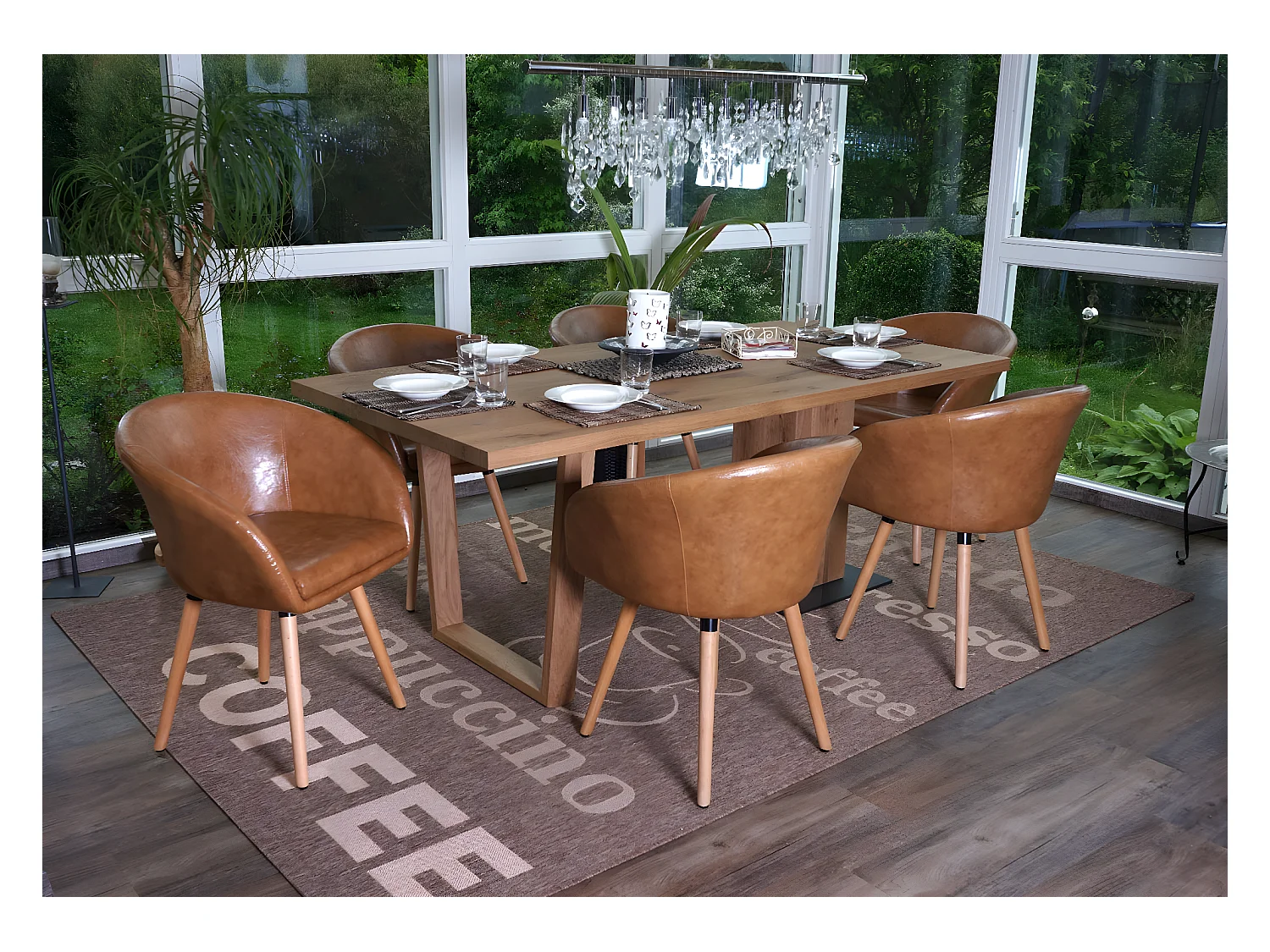 Chaise de salle à manger Vaasa T633 (lot de 6),  similicuir, aspect daim