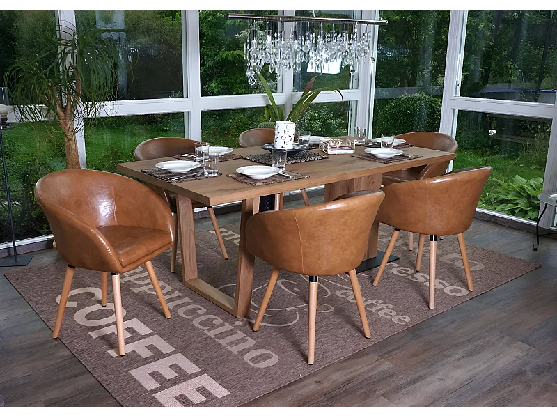 Serie Malmoe set 6x sedie sala da pranzo T633 legno massiccio 56x61x80cm ecopelle scamosciata