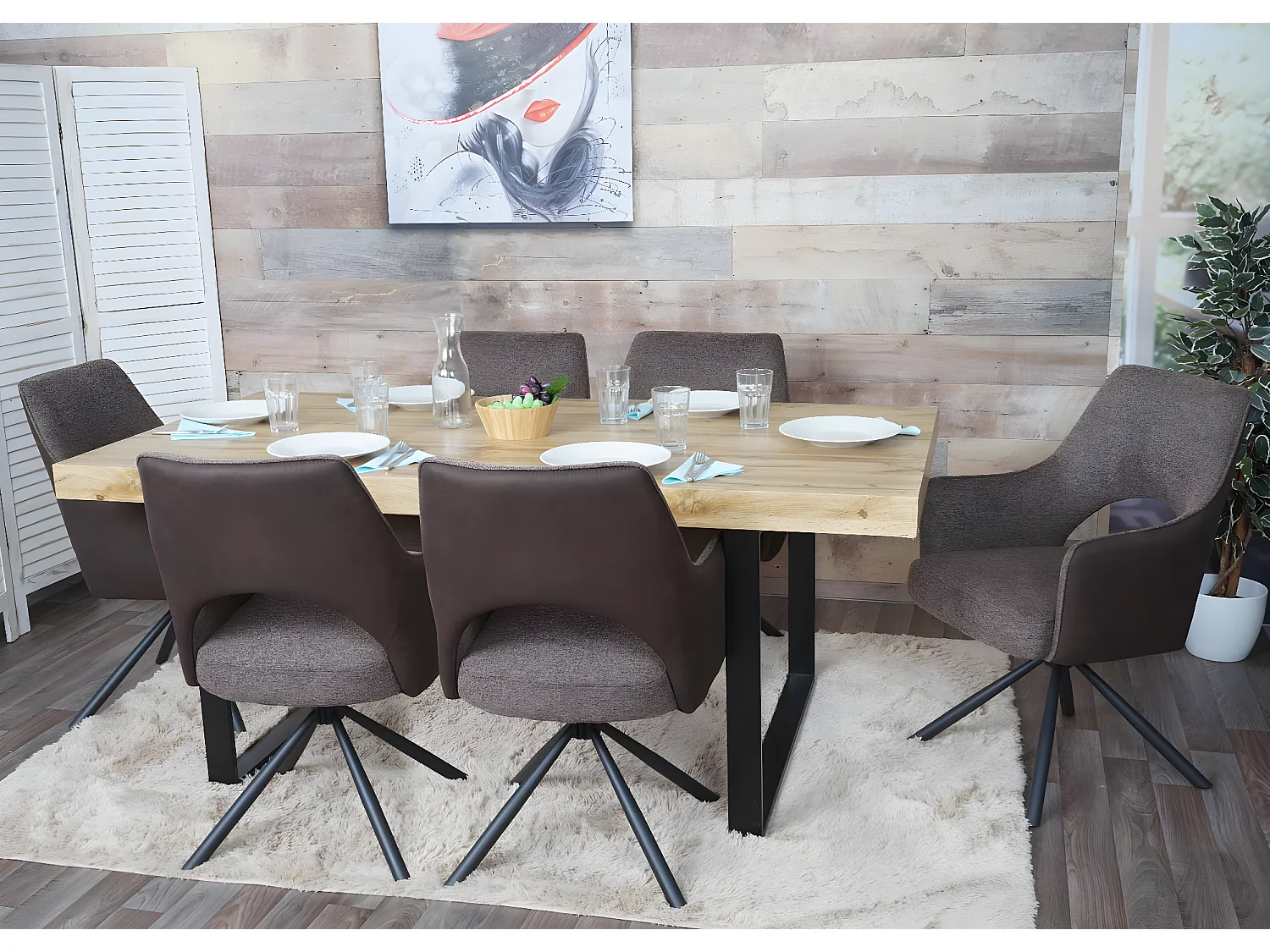 Silla de comedor MCW-K3,  marrón-marrón oscuro