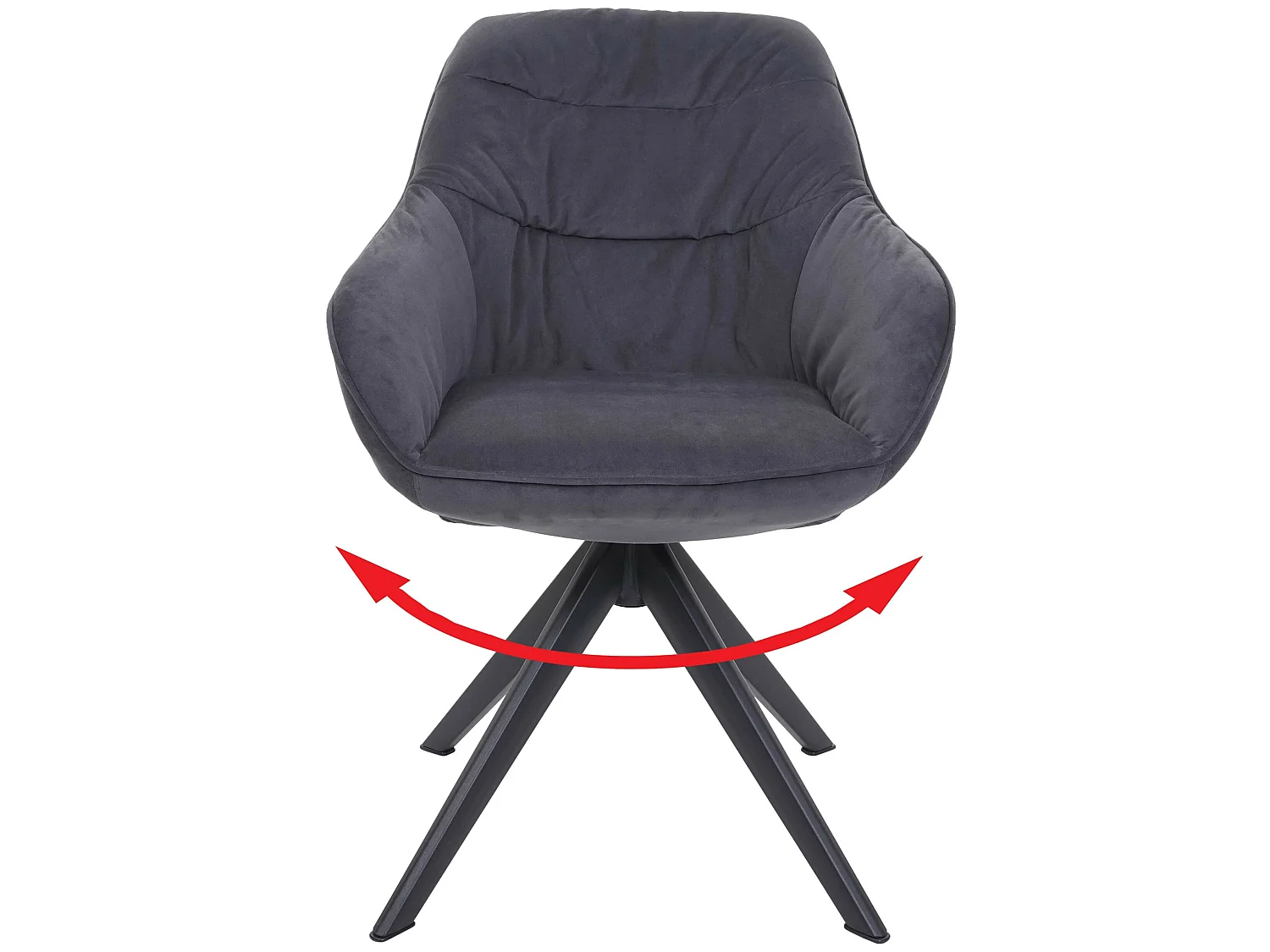 Sedia poltrona girevole con braccioli elegante imbottita MCW-K28 tessuto grigio