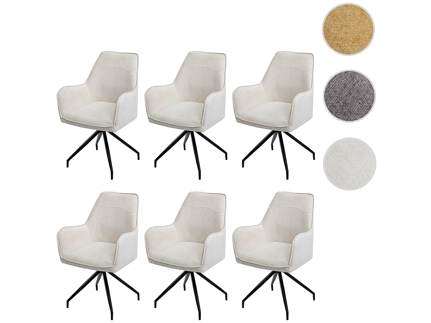 MCW-K15 eetkamerstoel (set van 6),  crème-beige