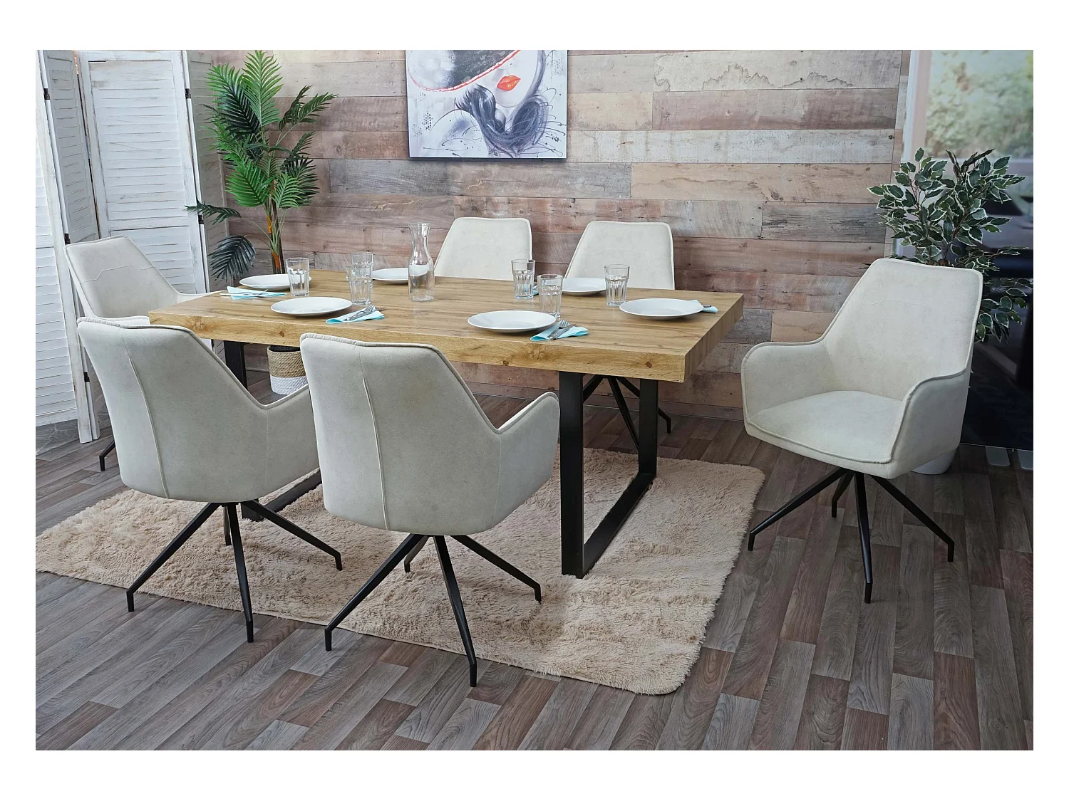 Chaise de salle à manger MCW-K15 (lot de 6),  crème-beige