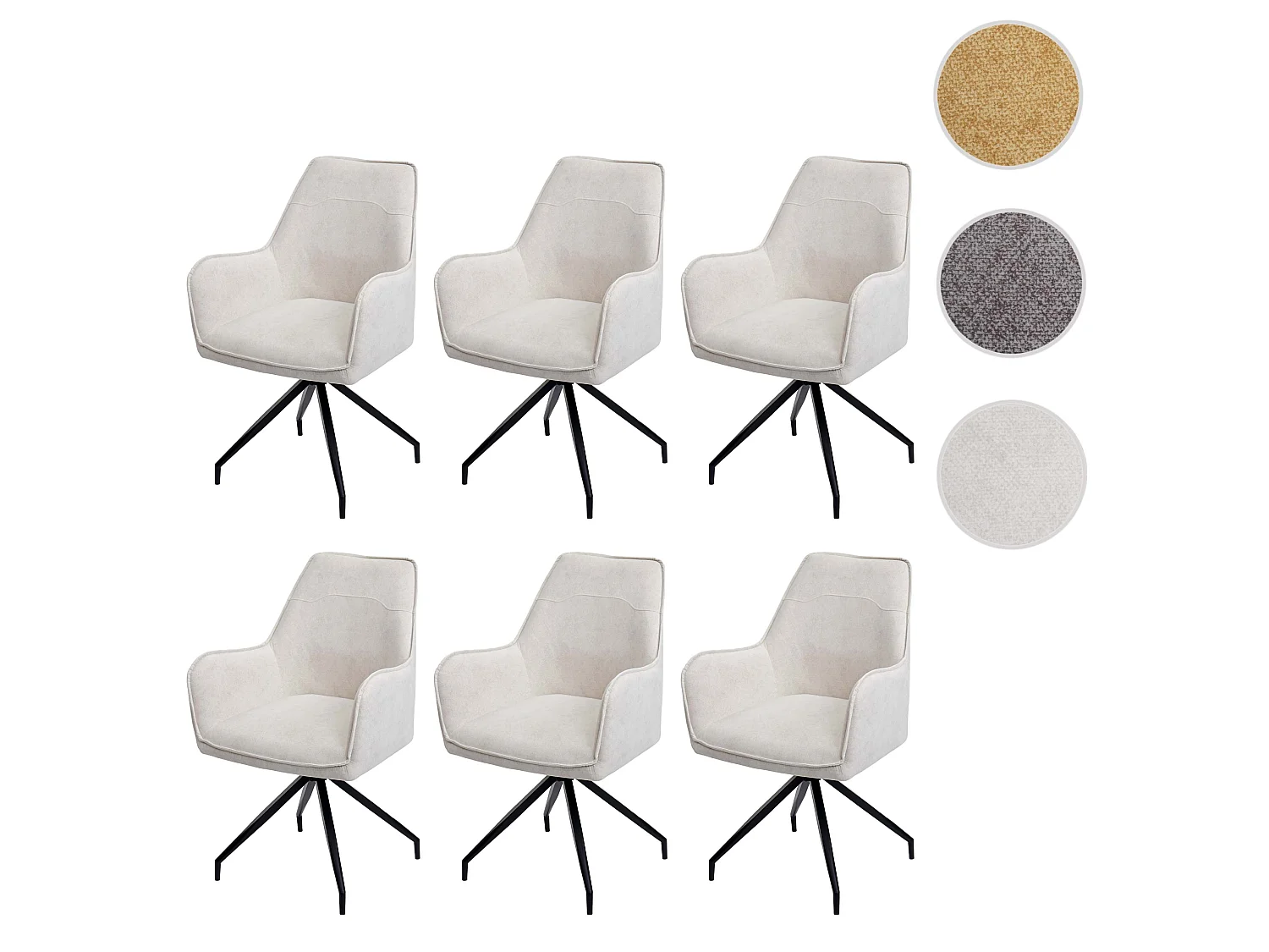 Eetkamerstoel MCW-K15 (set van 6),  crème-beige