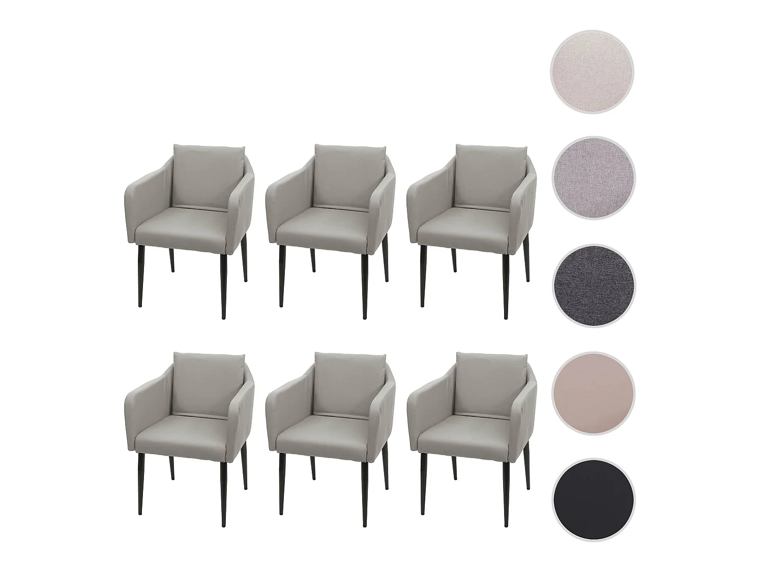 Silla de comedor MCW-H93 (juego de 6),  polipiel gris topo