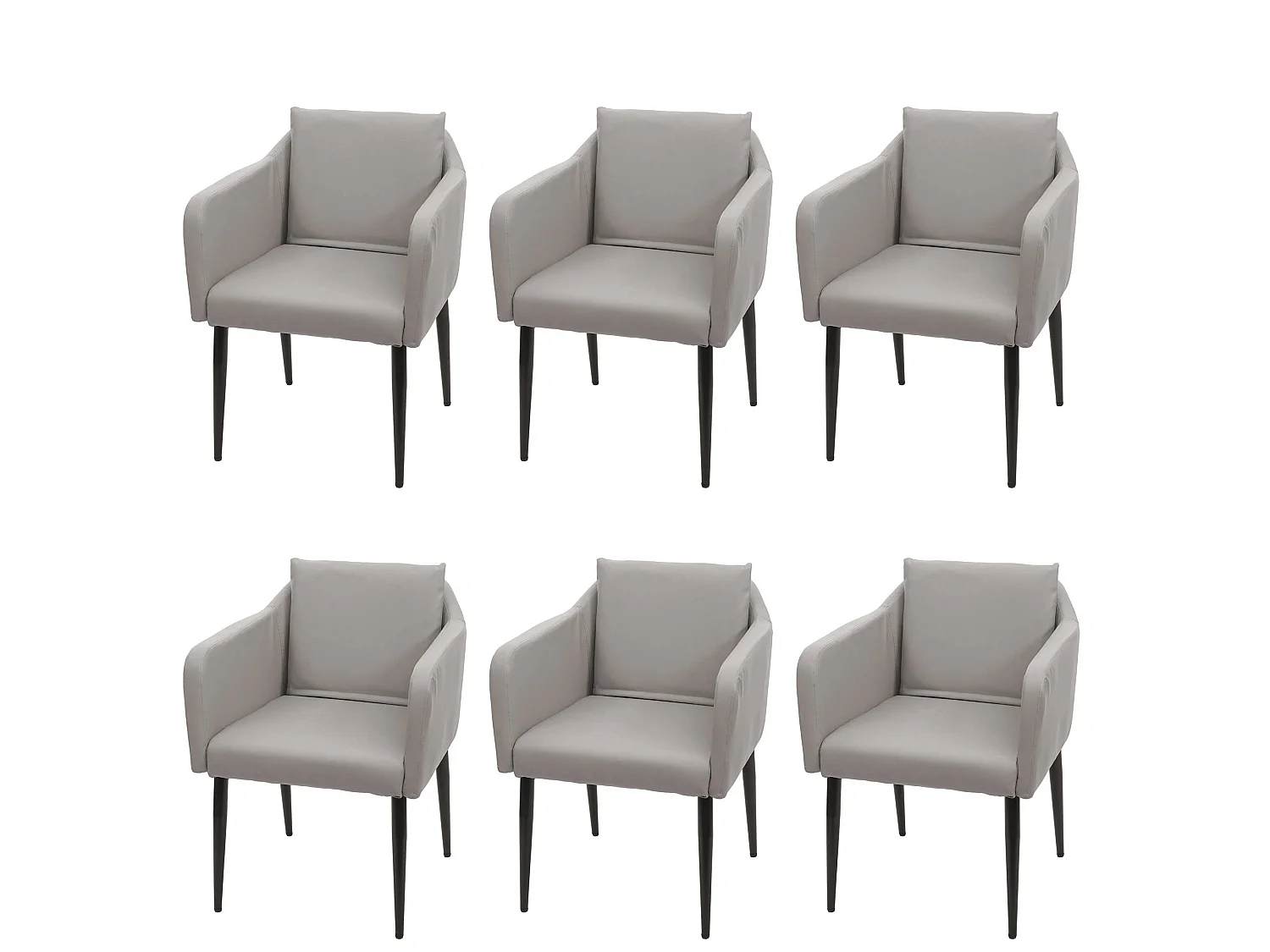 MCW-H93 eetkamerstoel (set van 6),  kunstleer taupe-grijs