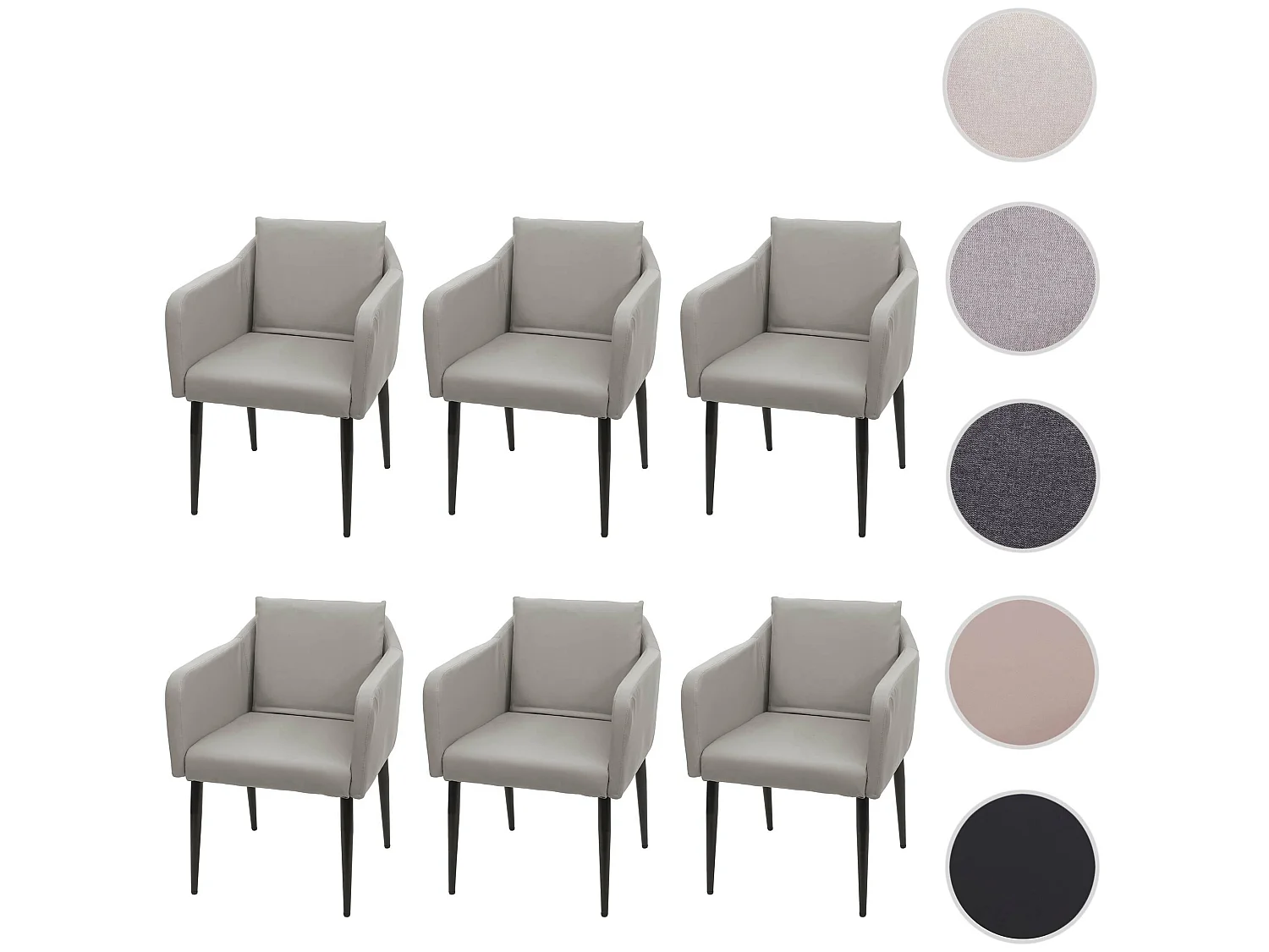 MCW-H93 eetkamerstoel (set van 6),  kunstleer taupe-grijs