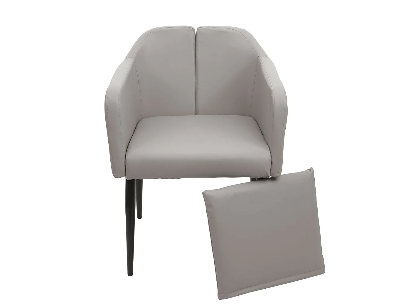 Chaise de salle à manger MCW-H93 (lot de 6),  similicuir taupe-gris