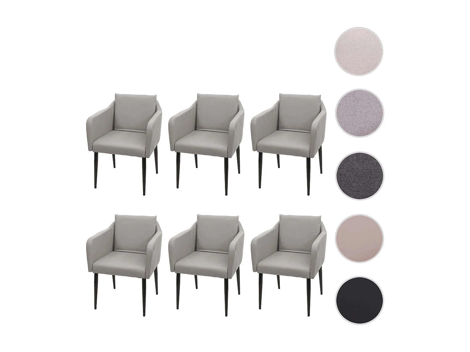 Chaise de salle à manger MCW-H93 (lot de 6),  similicuir taupe-gris